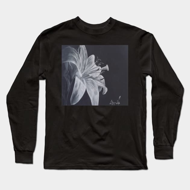 Flower charcoal drawing Long Sleeve T-Shirt by nghoangquang